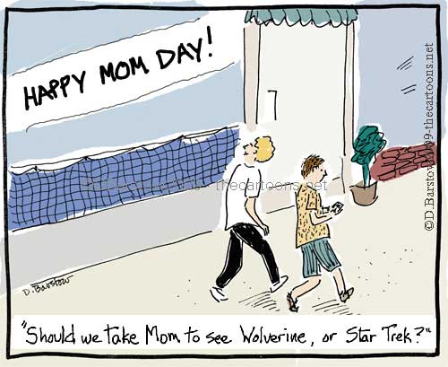 Star Trek cartoon and Wolverine cartoon for Mother\'s Day cartoon
